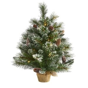 Nearly Natural 2ft. Frosted Pine Artificial Christmas Tree with 35 Clear LED Lig